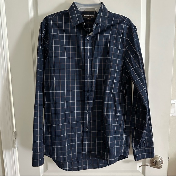 Michael Kors Men’s Checkered Button Down Shirt Size Medium - Picture 4 of 7